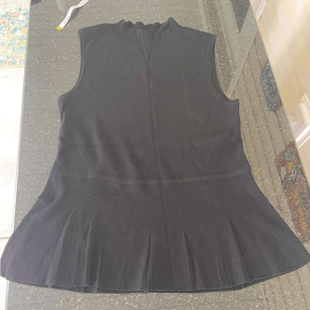 Talbots Black Ribbed Knit Top - L